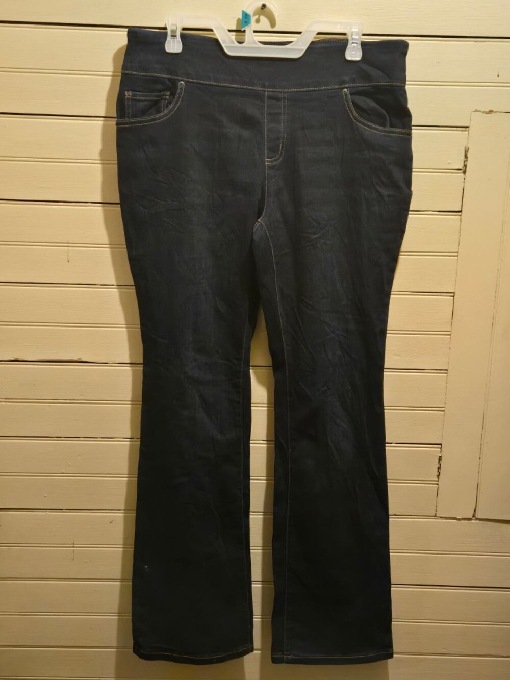The Pioneer Woman Jeans Womens L Pull On Bootcut Embroidered Rose Dark Blue